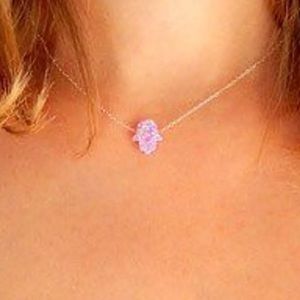 Authentic Pink Opal & Sterling Silver Hamsa